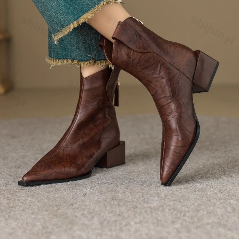 Western Cowgirl Boot - レディース カウガールブーツ 2025 ポインテッドトゥ ファッション スリップオン