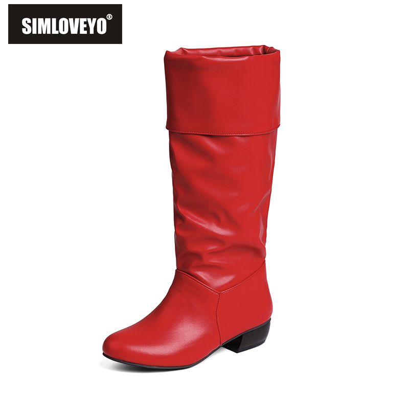 Women'S Shoes Extended Sizes - SIMLOVEYO 2025 新作 レディース ミッドカーフブーツ ラウンドトゥ