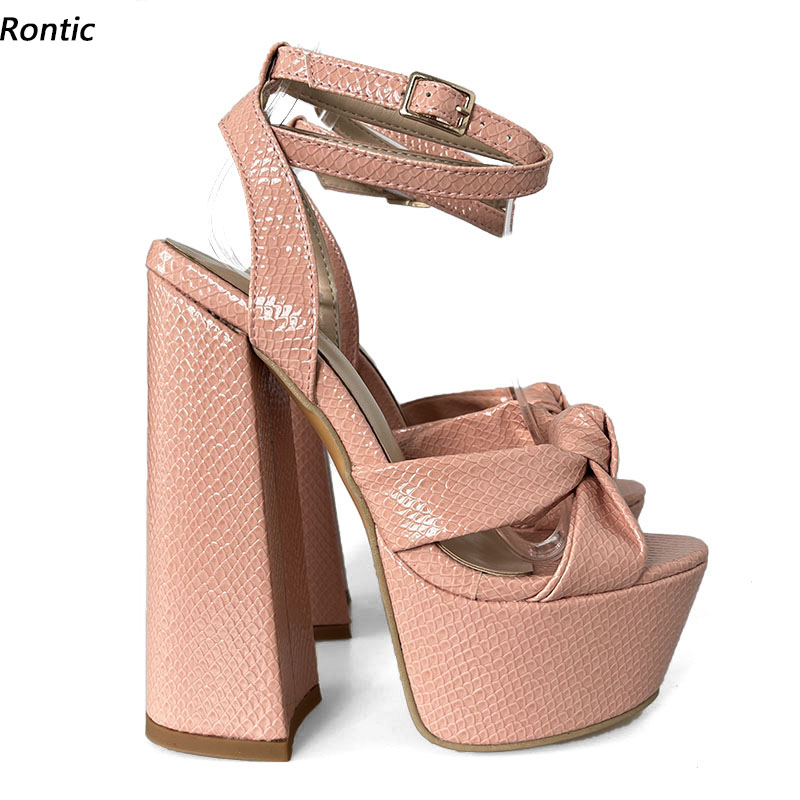 Block Heel Ankle Boots - ロマンチックなホットハンドメイドレディースプラットフォームサンダル、アンクルストラップ、ブロックヒール、オープントゥ、ゴージャスなピンクのドレスシューズ、レディース、USサイズ5-15