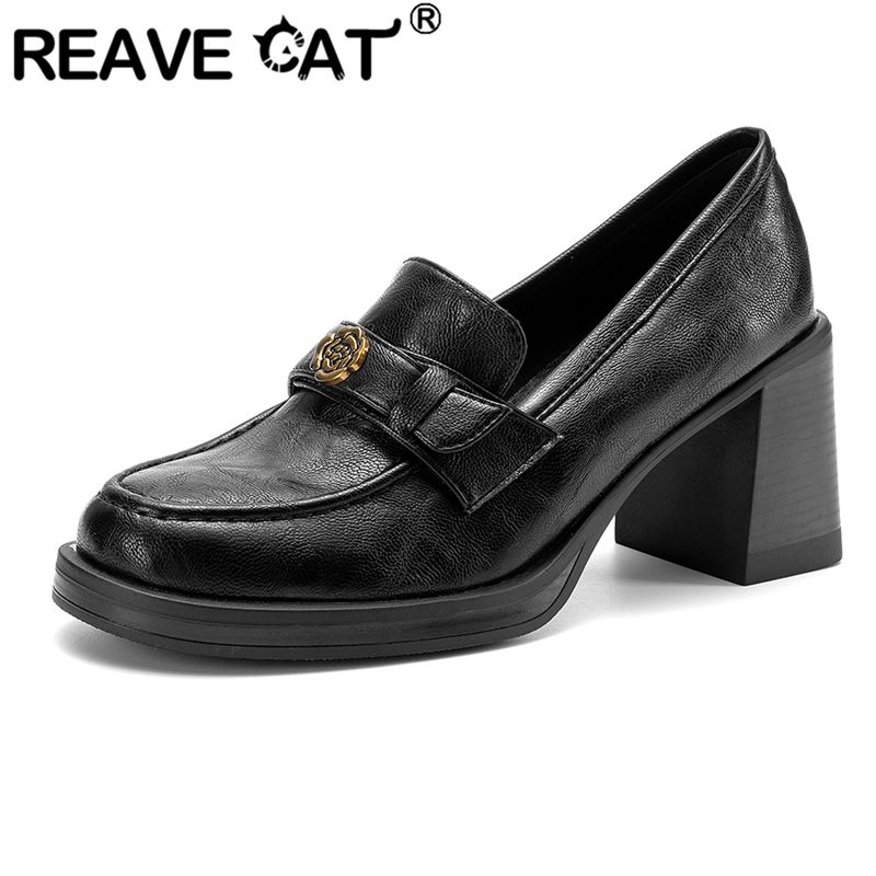 Women'S Shoes Extended Sizes - REAVE CAT ブラック レディース パンプス ラウンドトゥ