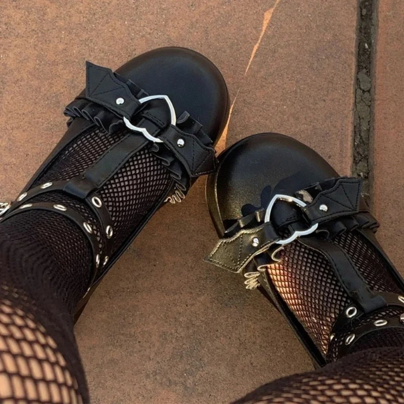 Women'S Shoes Everyday - 新しいスイートハートバックルウェッジメアリージェーンズ女性ピンク T ストラップ分厚いプラットフォームロリータ靴女性パンクゴシックコスプレ靴 43