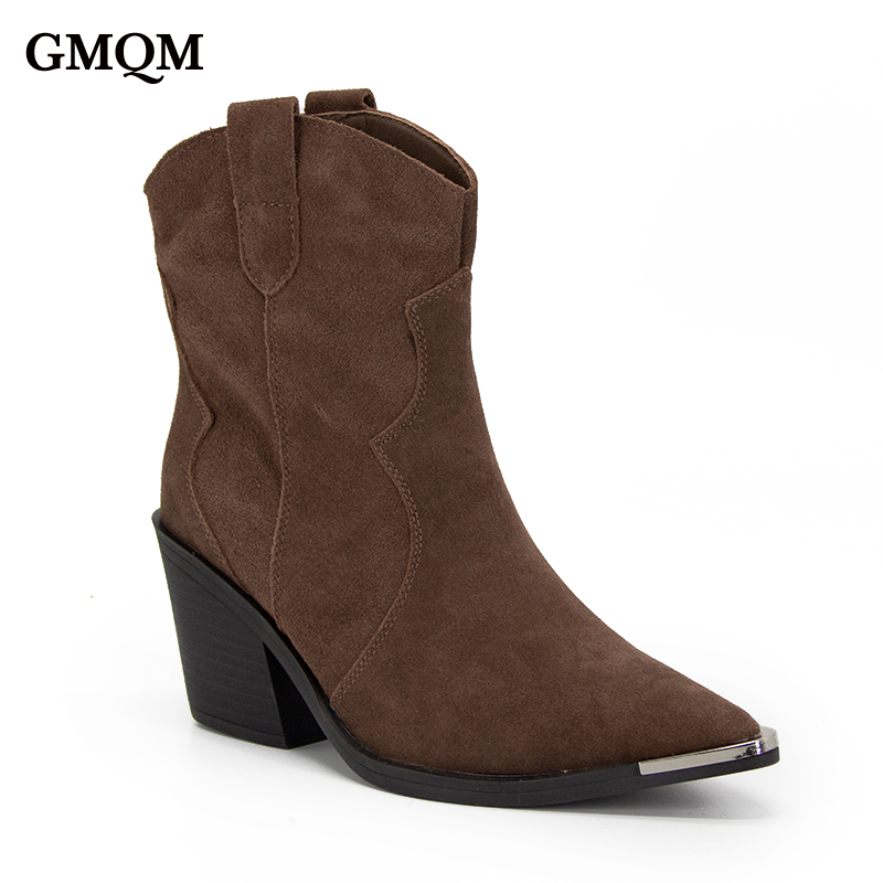 Western Cowgirl Boot - GMQM 2025 レディース コンフォート アンクルブーツ ブラウン