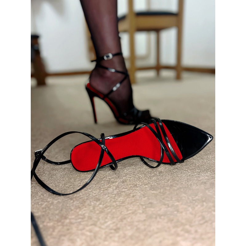 Women'S Shoes Red Bottoms - 2026年新作夏用ポインテッドトゥオープントゥクロスバックル細ヒールサンダル、フェミニンな赤底ハイヒール、ストラップシューズ