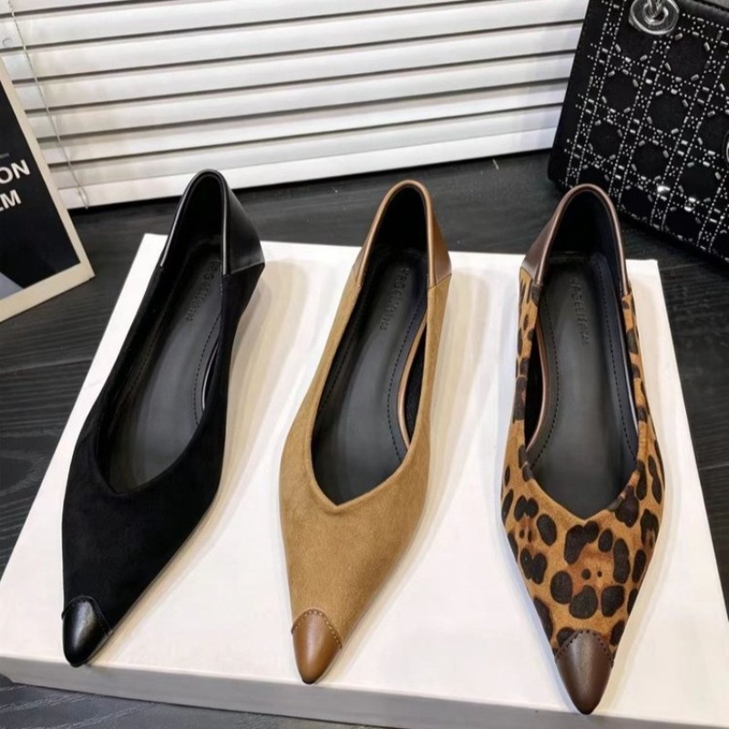 Women'S Shoes Non Slip - スプライス加工の細いヒール、シングルポインテッドトゥ、レオパード柄、女性用ノンスリップシューズ
