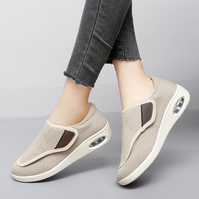 Women Shoes For Big Feet - 新しい整形外科ワイド足腫れ靴ユニセックスファッションスニーカー屋外ウォーキング女性カジュアルシューズビッグサイズ男性の糖尿病靴