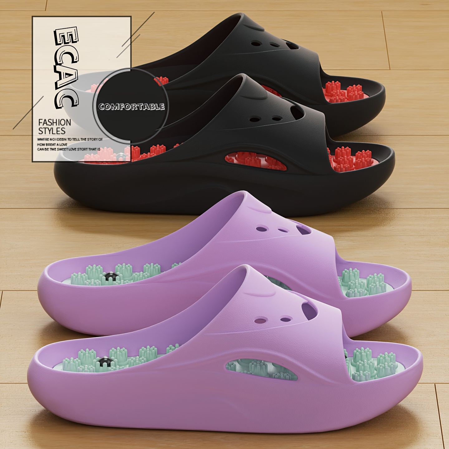 Women'S Shoes Non Slip - 女性男性用EVAマッサージスリッパ厚底バスルームスライド滑り止めシャワーサンダルソフトクッションホーム屋内屋外ビーチシューズ
