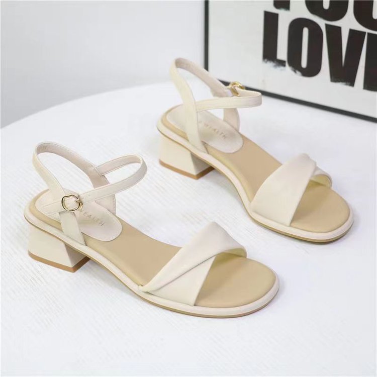 Block Heel Ankle Boots - イブニングブリーズブロックヒールサンダル女性用スクエアトゥアンクルストラップバックル快適カジュアル夏日常オフィスシューズ