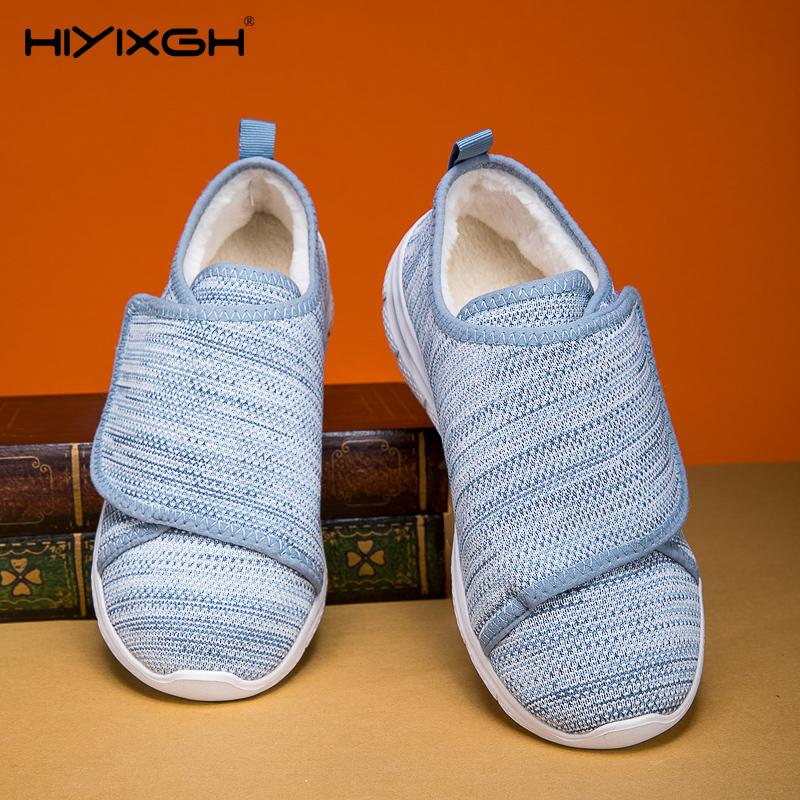 Women Shoes For Big Feet - 女性カジュアルシューズ冬暖かいぬいぐるみワイドフィート腫れウォーキングシューズレディース親指外反調整糖尿病靴ビッグサイズ