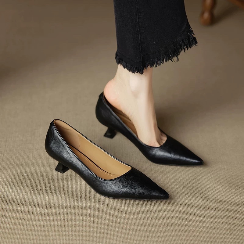 Women'S Shoes Non Slip - シンプルなスティレットシングルシューズ秋のファッションスエードスリッポン滑り止め耐摩耗性ハイヒール