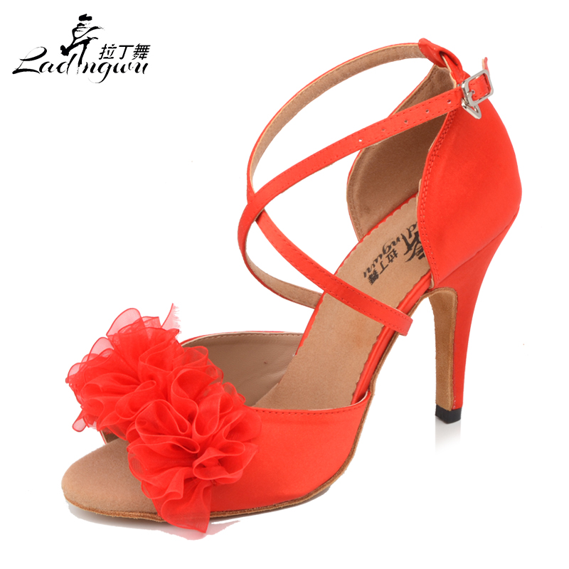 Women'S Shoes Red Bottoms - Ladingwu-女性用の社交ダンスシューズ,柔らかい底の赤いサテン,サルサヒール,6 cm, 7.5 cm, 10cm,新品