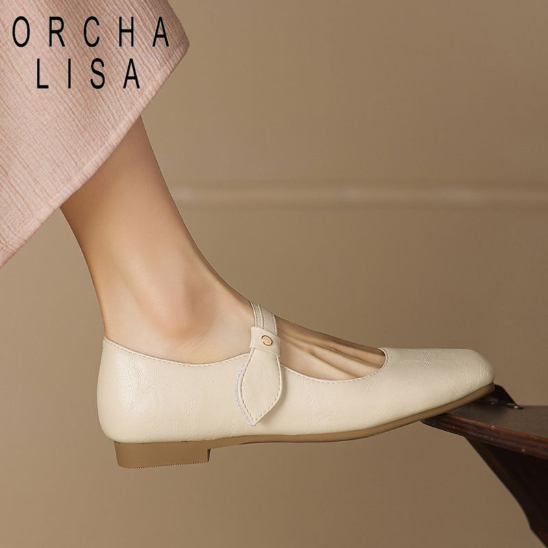 Women'S Shoes Extended Sizes - ORCHA LISA トレンディなレディースバレリーナシューズ、ブロックトゥ、フックループ、スイートシューズ、プチサイズ、拡張サイズ32、33