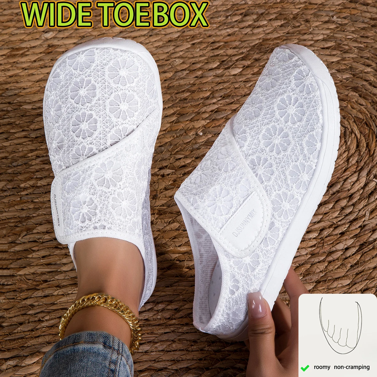 Women'S Shoes For Wide Feet - DJSUNNYMIX 夏カジュアル整形外科ワイド足腫れ靴調整ソフト快適な糖尿病靴ウォーキングシューズ