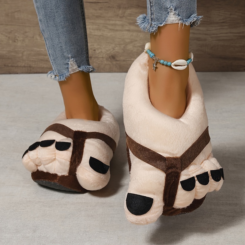 Women Shoes For Big Feet - 小型冬用キュートなビッグフィート五本指シューズ、厚手で暖かいプラッシュスリッパ、内寸長さ9.84インチ、小型女性用ドレスシューズ