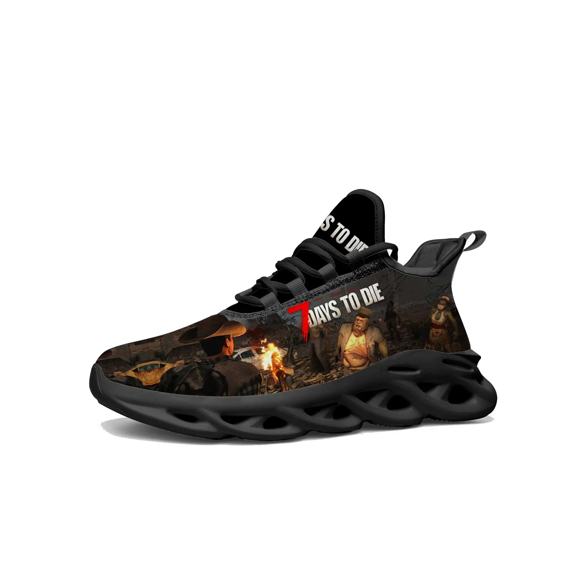 Women Shoes Size 7 - アニメ・漫画・ゲーム「7 Days To Die」フラットスニーカー メンズ・レディース スポーツランニングシューズ