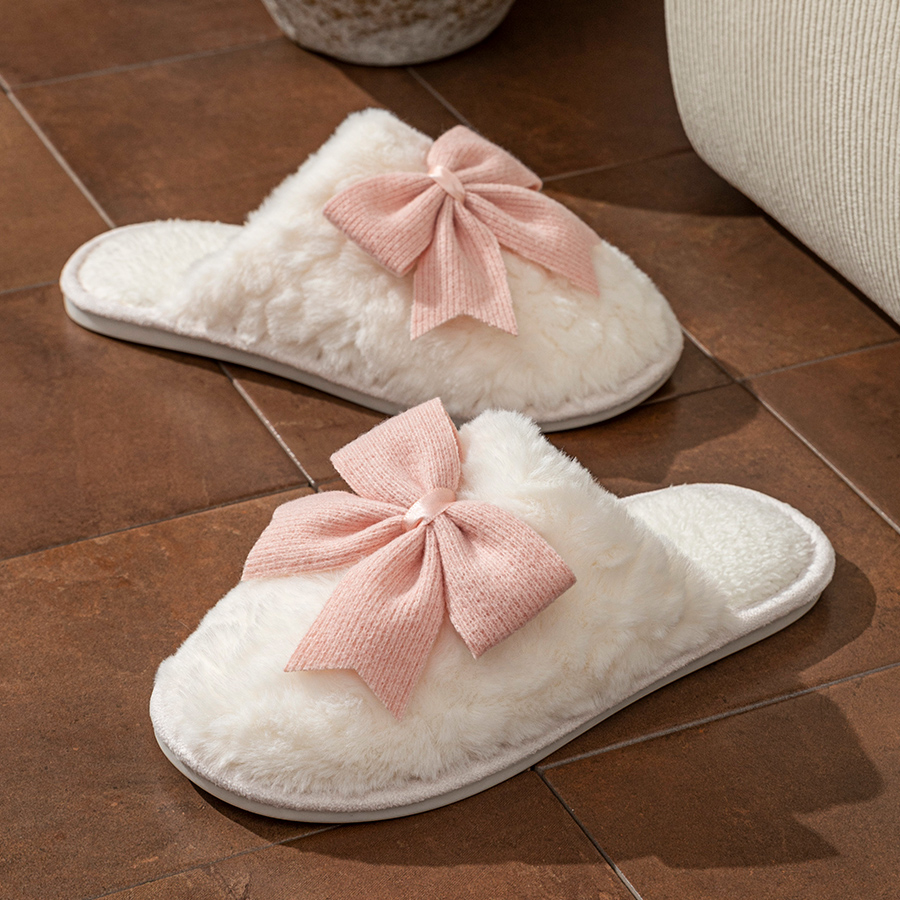Women'S Shoes Everyday - YNPO 2026 かわいいファッション蝶の弓女性のスリッパ冬屋内暖かさ快適通気性ソフトソールホームカジュアルシューズ