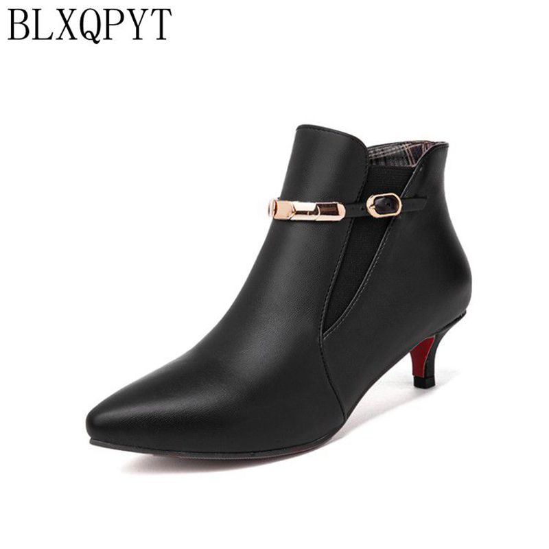 Women Shoes Size 7 - BLXQPYT レディース キトゥンヒール アンクルブーツ ポインテッドトゥ エラスティックバンド