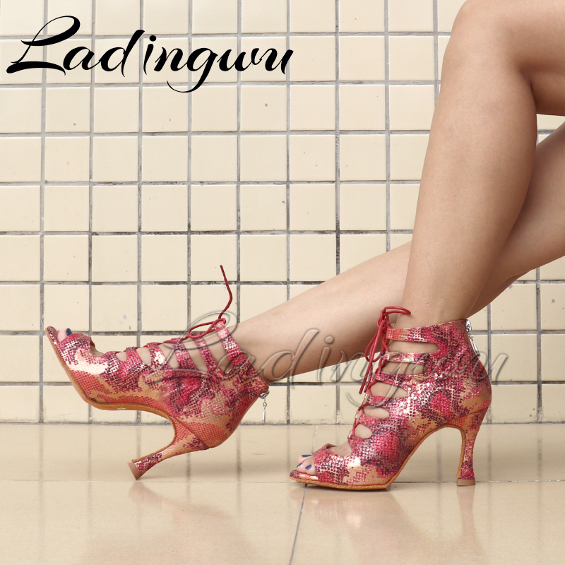 Women'S Shoes Red Bottoms - Ladingwuラテンブーツソフトボトムダンスシューズジッパー女性のサンダルラテンサルサダンスシューズブルー/レッドスネークテクスチャスエードブーツ