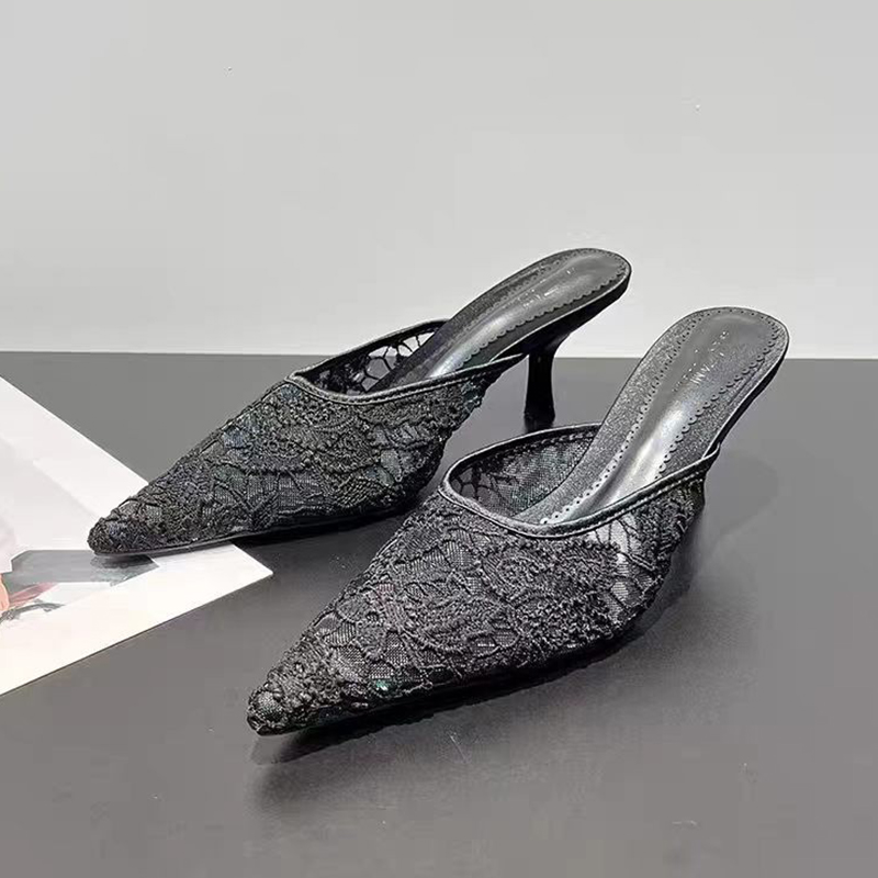 ポインテッドトゥスリッパ女性メッシュミュールシューズハイヒー - Women Shoes Size 7 のレビューと価格