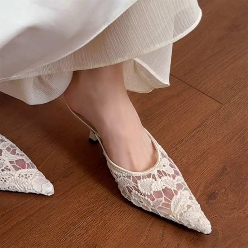 ポインテッドトゥスリッパ女性メッシュミュールシューズハイヒー - Women Shoes Size 7 のレビューと価格