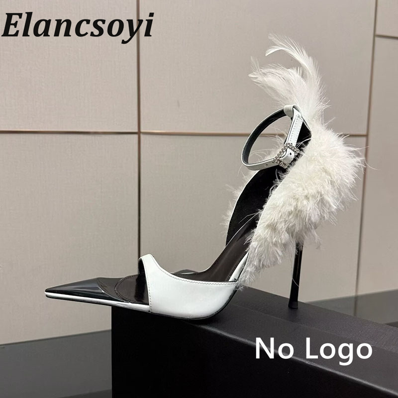パンプス レディース フェザートリム ハイヒールシューズ - - Women Shoes Size 7 のレビューと価格