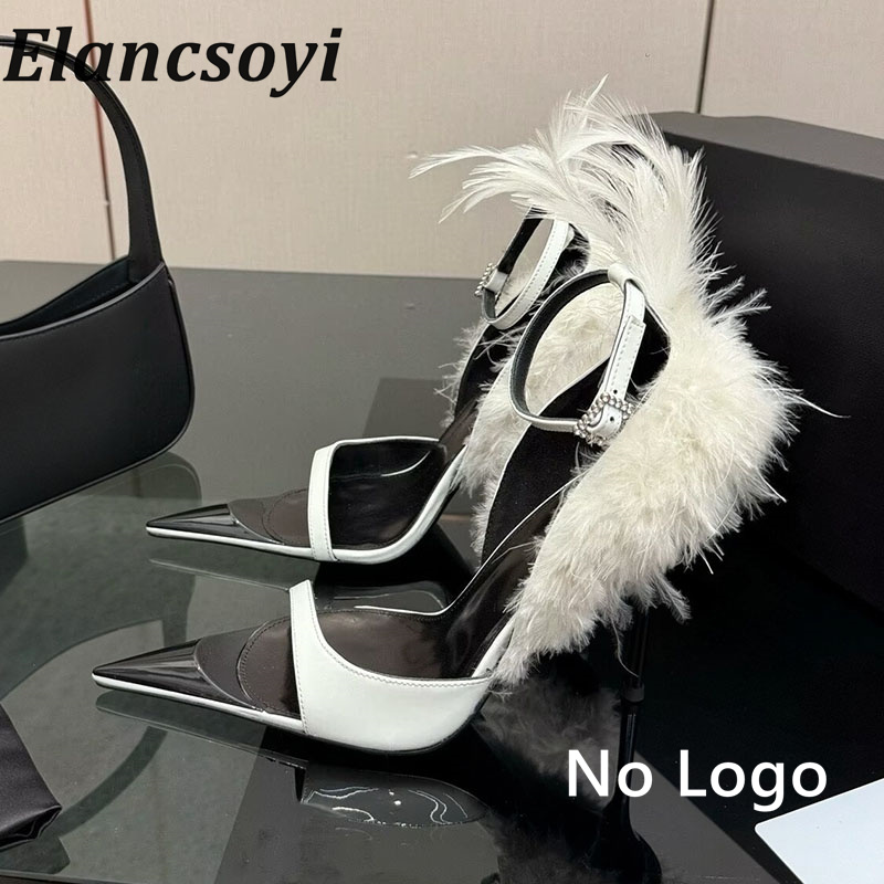パンプス レディース フェザートリム ハイヒールシューズ - - Women Shoes Size 7 のレビューと価格