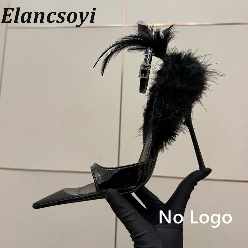 パンプス レディース フェザートリム ハイヒールシューズ - - Women Shoes Size 7 のレビューと価格