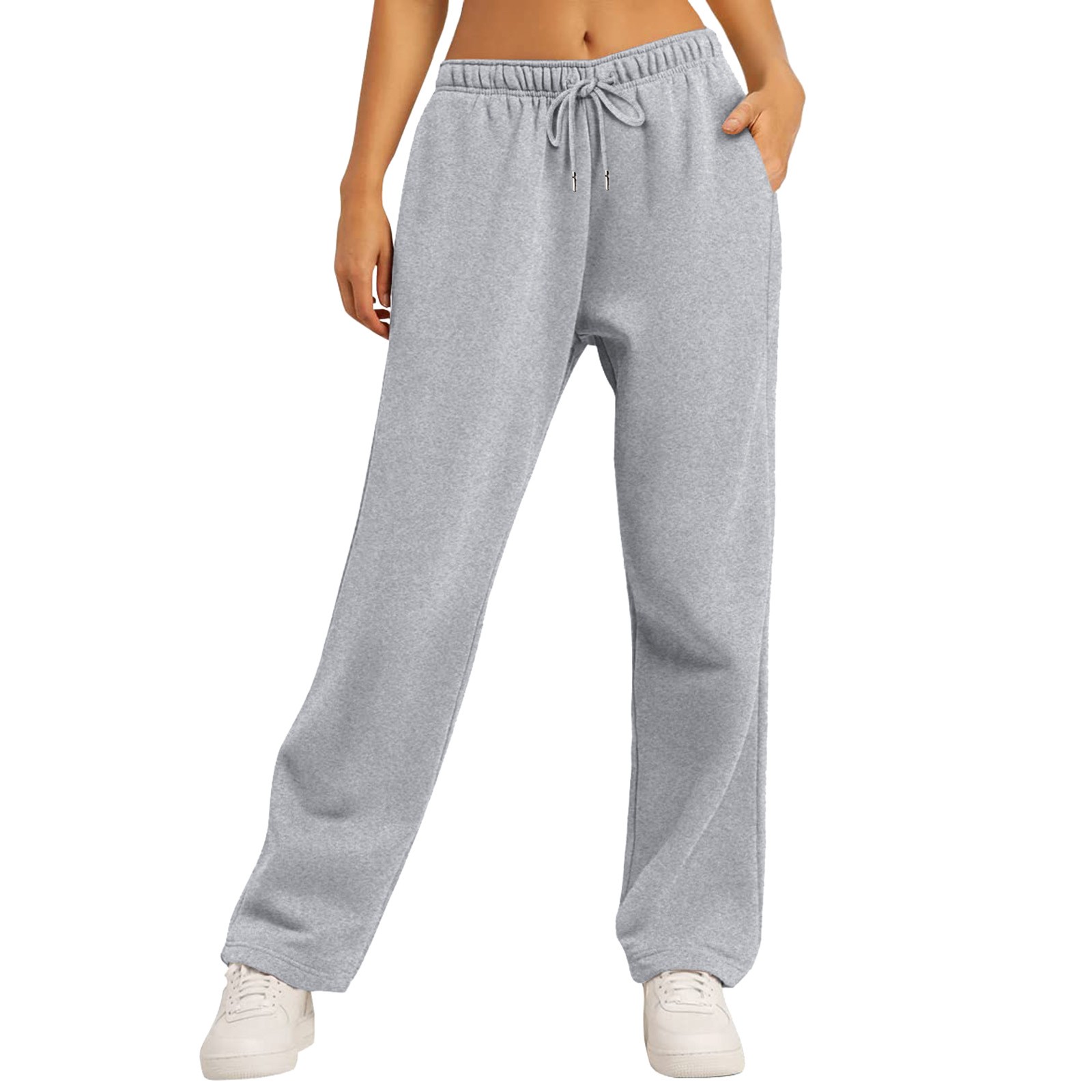 女性のフリース裏地スウェットパンツワイドストレートレッグパン - Women Shoes Joggers のレビューと価格