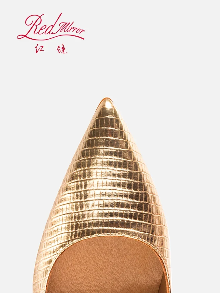 春/夏の赤底トカゲ柄エンボスゴールド尖った浅い口スリムヒール - Women'S Shoes Red Bottoms のレビューと価格
