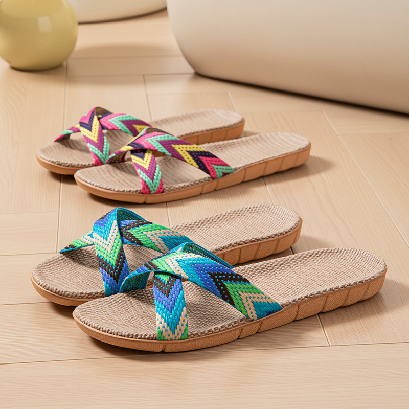 麻の女性用スリッパ ホームサマーデザイナーレディースシューズ - Women'S Shoes Non Slip のレビューと価格