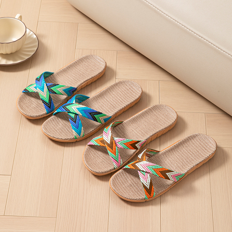 麻の女性用スリッパ ホームサマーデザイナーレディースシューズ - Women'S Shoes Non Slip のレビューと価格