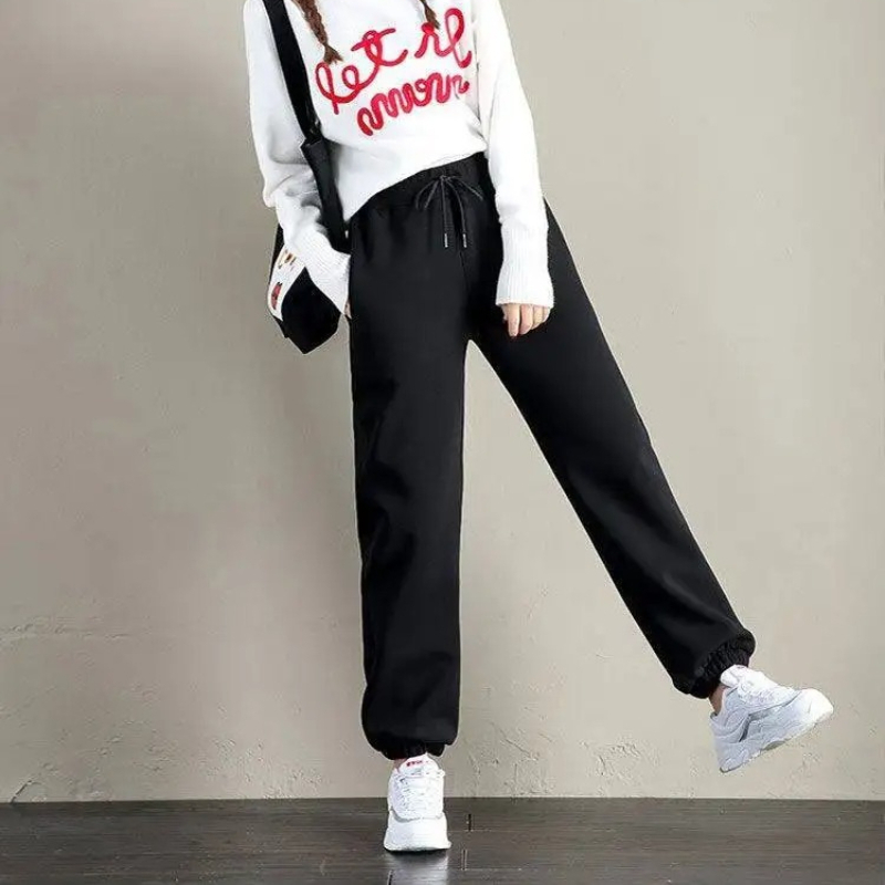 女性用ハイウエストフリース裏地ジョガーパンツ、ドローストリン - Women Shoes Joggers のレビューと価格