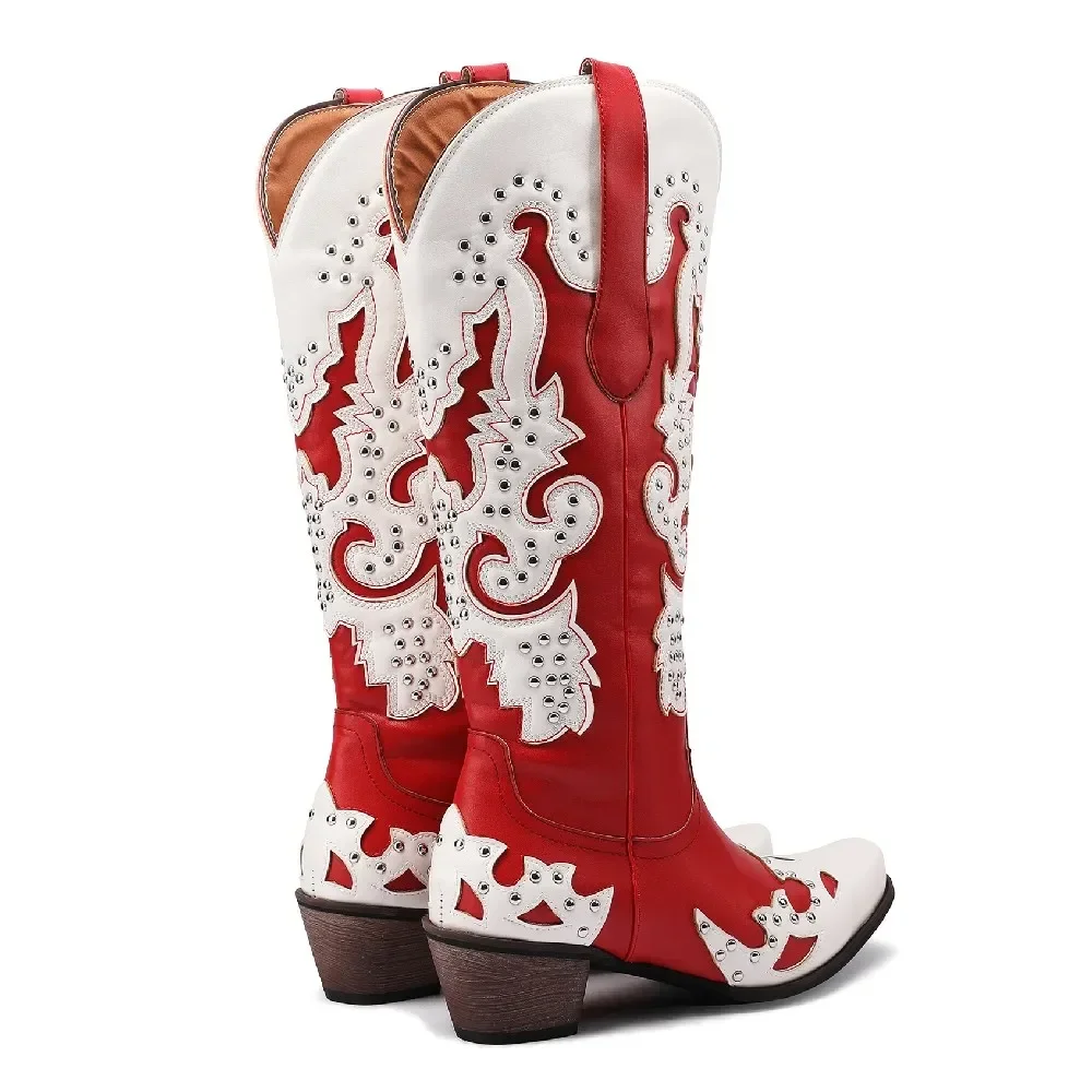 西洋女性用ニーハイブーツ カウボーイ ブルー レッド ミック - Western Cowgirl Boot のレビューと価格