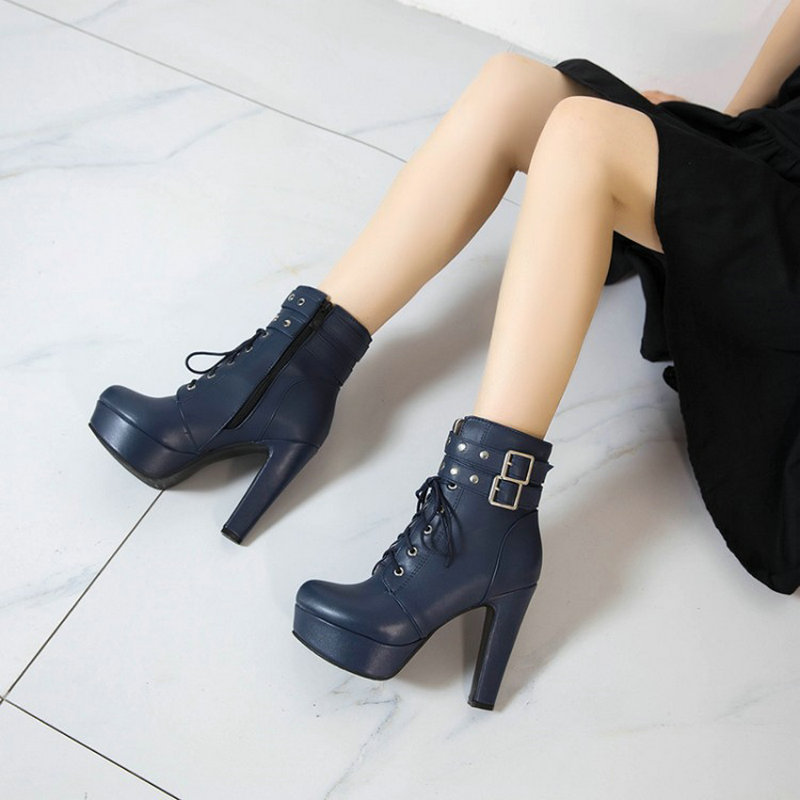 冬用ファー裏地付きイエローレッドレディースハイヒールアンクル - Women Shoes For Big Feet のレビューと価格