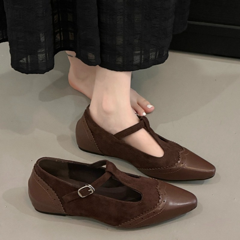 ワンバックルストラップローヒールシングルシューズ秋新作ポイン - Women'S Shoes Non Slip のレビューと価格