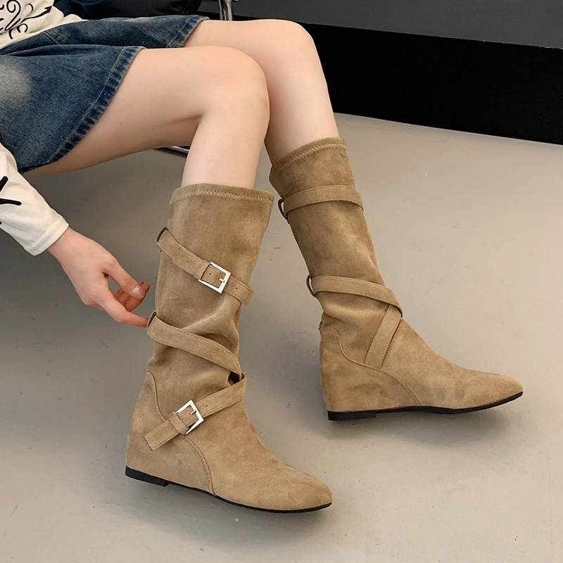 女性ヴィンテージスエードスラウチミッドカーフブーツ目に見えな - Western Cowgirl Boot のレビューと価格