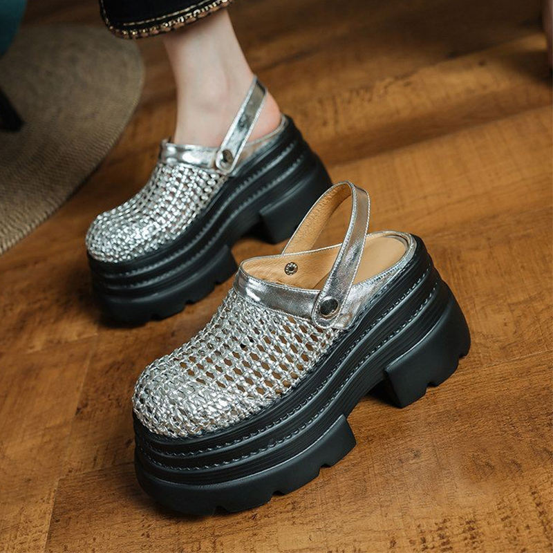 女性用フラットプラットフォームサンダル、メッシュカジュアルス - Women Shoes Size 7 のレビューと価格