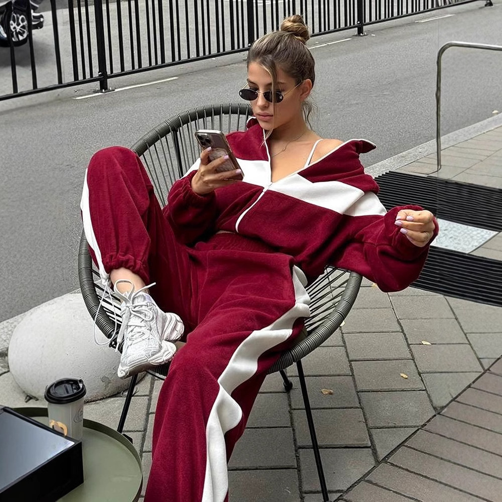 ツーピースセットパンツセットトラックスーツ女性ジョガー Y2 - Women Shoes Joggers のレビューと価格