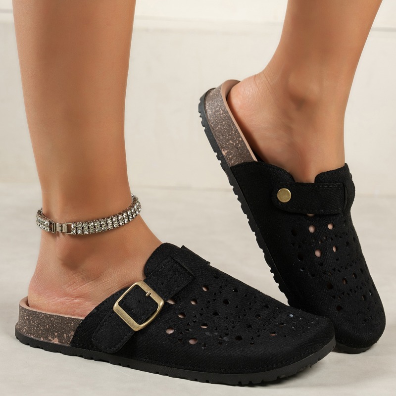 レディース スエード レーザーカットアウト バックル ミュー - Women Shoes Size 7 のレビューと価格