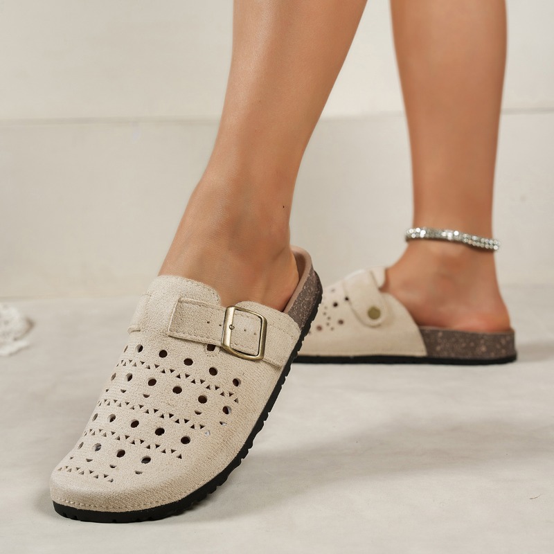 レディース スエード レーザーカットアウト バックル ミュー - Women Shoes Size 7 のレビューと価格