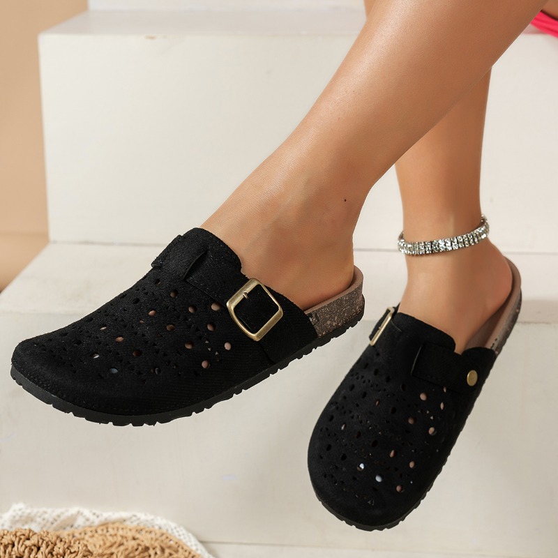 レディース スエード レーザーカットアウト バックル ミュー - Women Shoes Size 7 のレビューと価格
