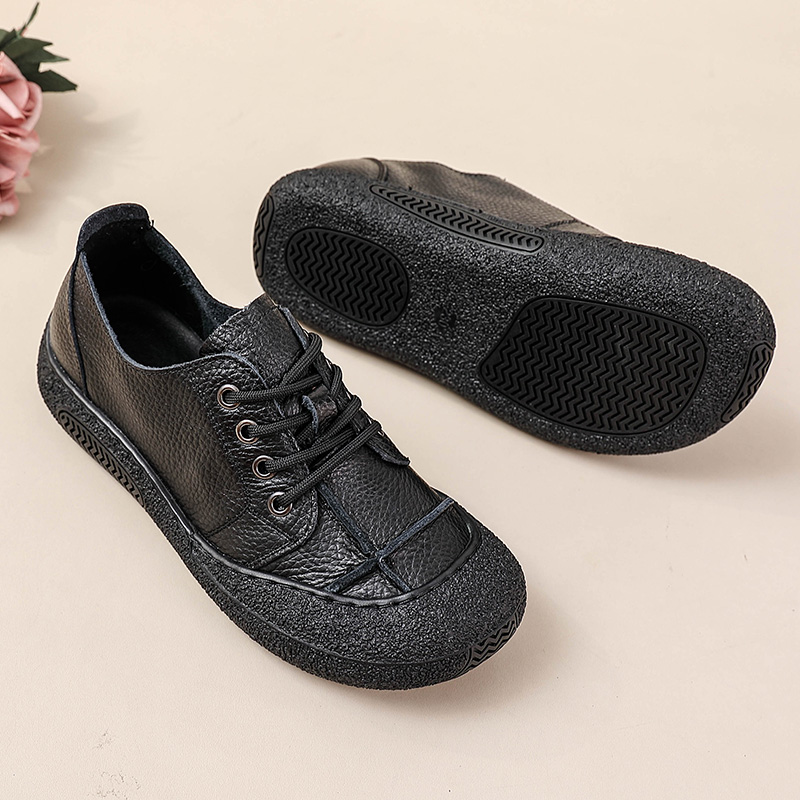 レトロな本革靴、幅広の足に合うレディース用、レースアップフラ - Women'S Shoes For Wide Feet のレビューと価格