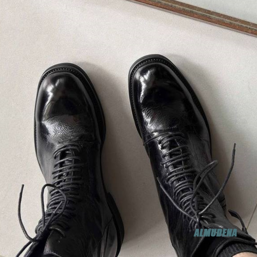 ソリッドブラックストリートスタイルメンズハイカットアンクルブ - Block Heel Ankle Boots のレビューと価格