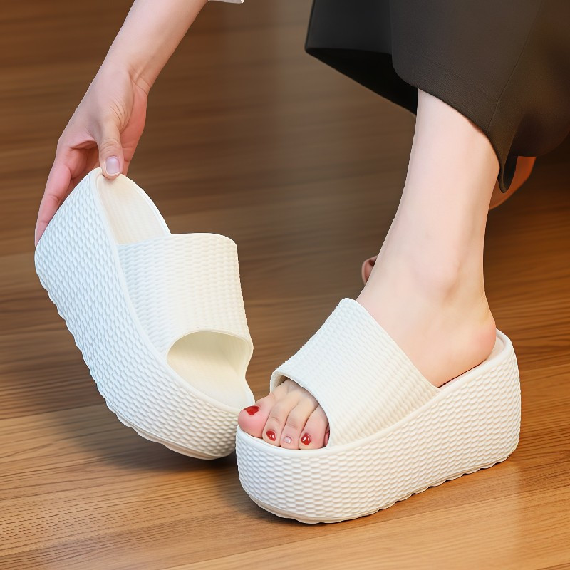 新しいテクスチャ織りプラットフォームスライドサンダル レディ - Women'S Shoes Non Slip のレビューと価格