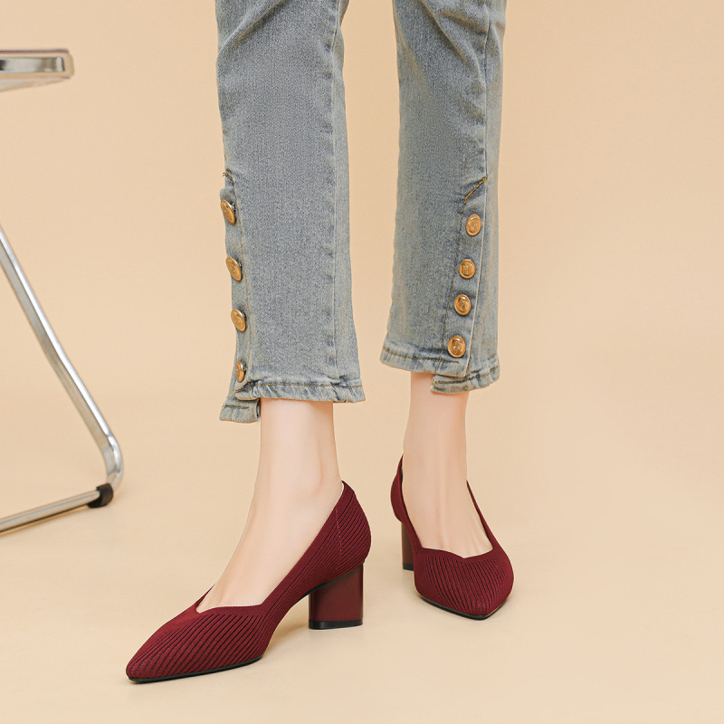 プリンセスハイヒール レディースチャンキーヒール 2026新 - Court Heel Pointed のレビューと価格