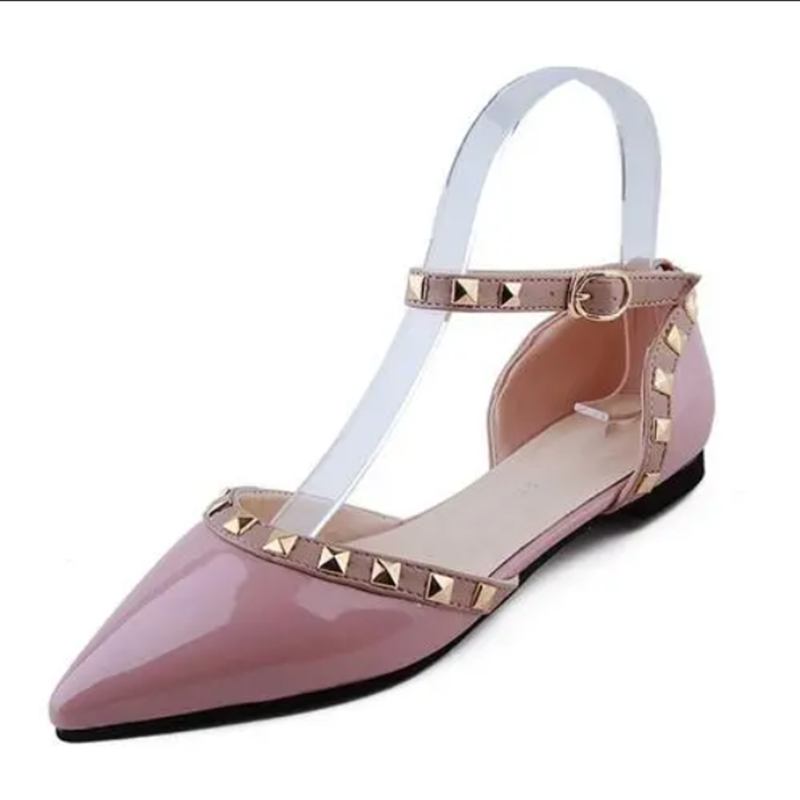 女性用の光沢のあるソフトレザーサンダル,リベットで飾られた靴 - Women'S Shoes X Wide のレビューと価格
