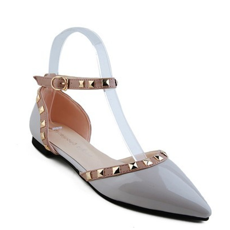 女性用の光沢のあるソフトレザーサンダル,リベットで飾られた靴 - Women'S Shoes X Wide のレビューと価格
