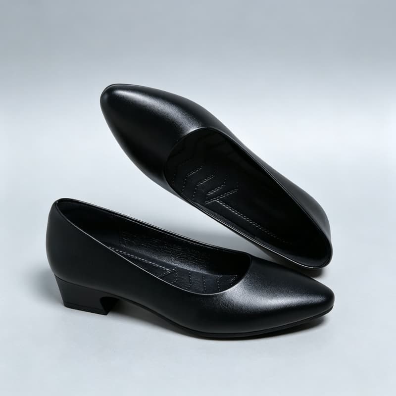 オールマッチエレガントなレディースソフトレザーシューズ ブラ - Court Heel Pointed のレビューと価格