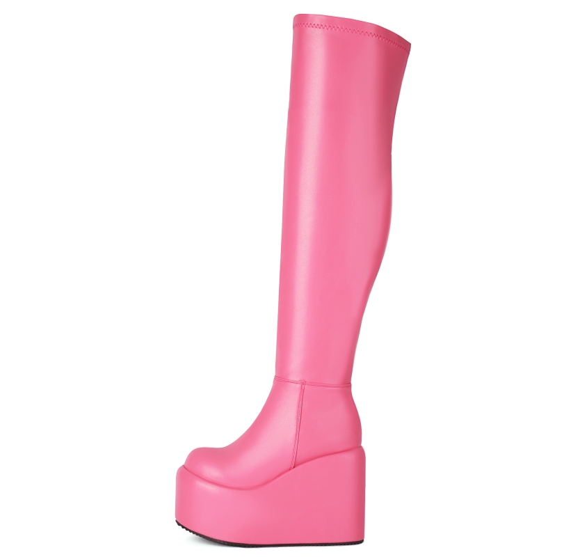 膝上プラットフォーム付きの女性用ハイウェッジブーツ,ハイヒー - Women Shoes Size 7 のレビューと価格