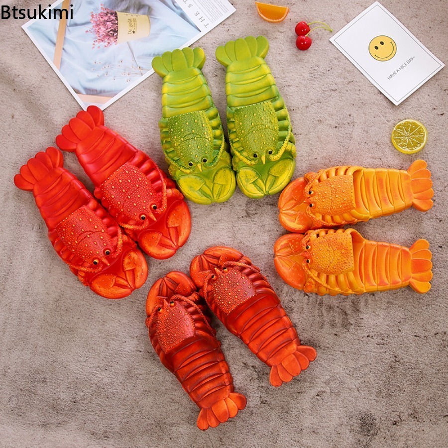 2026年新作 夏用 楽しい漫画風ロブスタースリッパ PVC - Women'S Shoes Non Slip のレビューと価格
