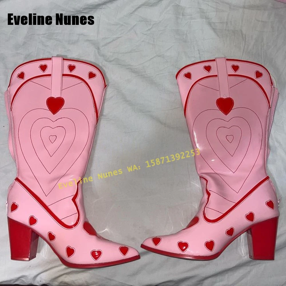 ピンクのハート型カウガールブーツ,先のとがったつま先,厚手の - Western Cowgirl Boot のレビューと価格